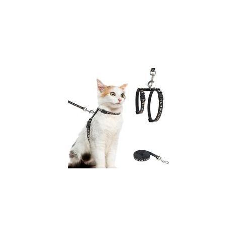Pettorina per gatti con guinzaglio – Pettorina antifuga regolabile che si illumina al buio per le passeggiate all'aperto (1/5)