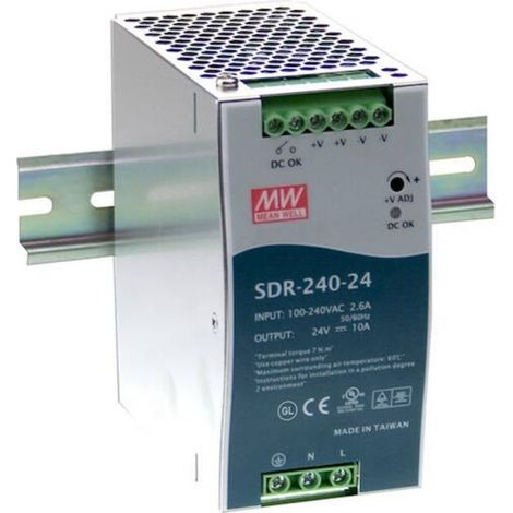 Mean Well SDR-240-48 Alimentatore per guida DIN 48 V/DC 5 A 240 W Num. uscite:1 x Contenuto 1 pz. (1/4)