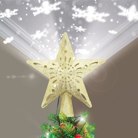 Sternförmiger Kopfschmuck mit weißer LED-Schneeflockenprojektion – Goldfarben (1/4)