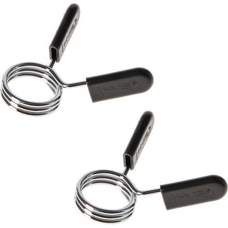 Pinces à ressort pour barres de musculation - - 25 mm - 2 pièces - Acier avec protections en polypropylène - Noir (1/5)