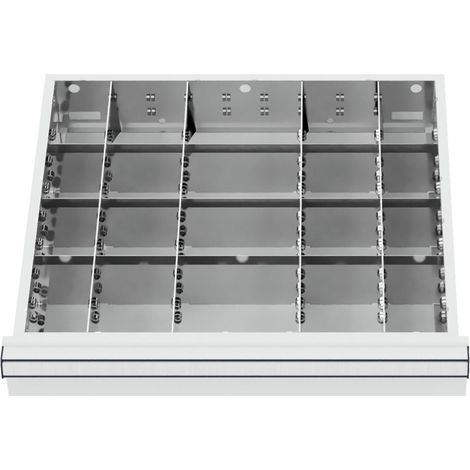 STIER Schubladeneinteilung Metalleinteilung BLH 150/175 mm Innenmaß 500x450 mm 20 Fächer 6 x TW 75 (1/4)