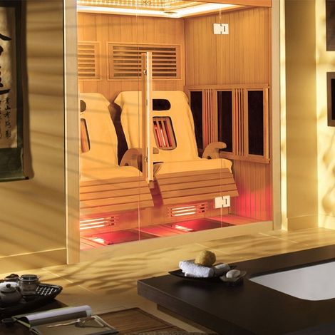 Sauna infrarouge Boreal® JAZZ DUO - 2 fauteuils inclinables à spectre complet 150x180 (1/5)