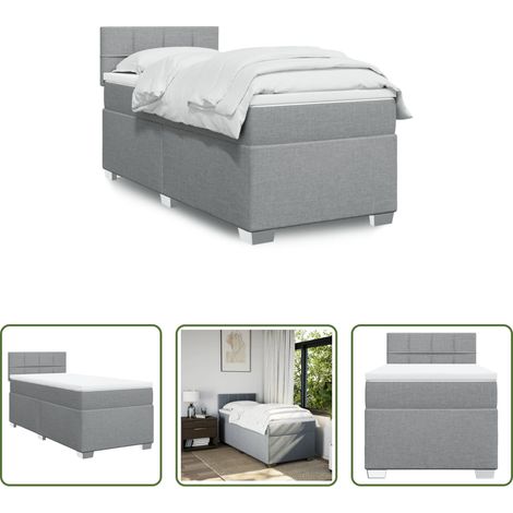 vidaXL Surmatelas - Sommier à lattes de lit avec matelas gris clair 80x200 cm tissu (1/5)