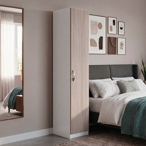 Armadio Singolo 45 cm H 247 cm 1 Anta Bianco e Olmo Made in Italy (1/5)