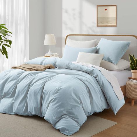 Bettwäsche-Set 155x220 cm Baumwolle ÖKO-TEX Hellblau 3-teilig