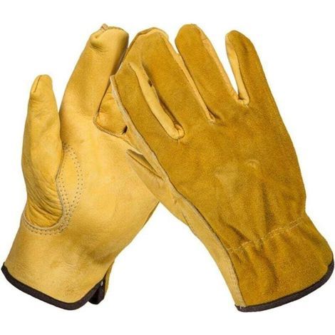Gants de jardinage en cuir confortable avec doublure imperméables à coupe ajustée durables et souples Taille L