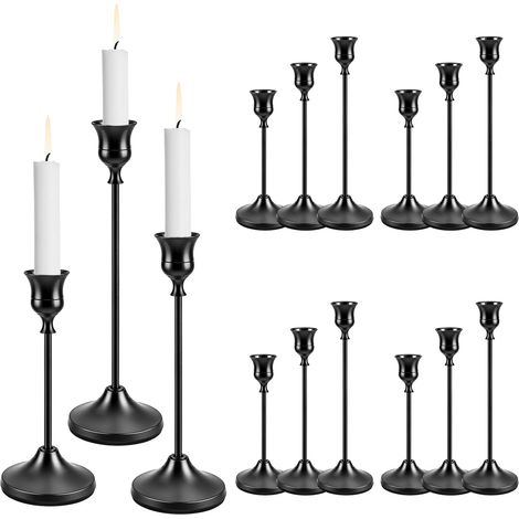 15 pièce 3 Tailles de Bougeoirs Coniques Noirs Bougeoir Décoratif Chandelier en Métal Ensemble de Bougeoirs pour la Décoration Intérieure Mariage Salle à Manger Fête Anniversaire (1/5)