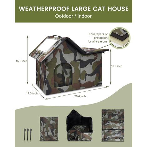 Niche pour Chat Extérieure Imperméable et Pliable, Maison Abri pour Chats et Petits Animaux, Cachette Confortable et Isolée pour Jardin et Maison (1/5)