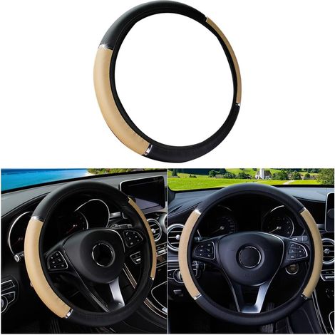 Housse de volant de voiture, antidérapante et élastique, unisexe, compatible avec les volants de 38 cm de diamètre (voiture, véhicule, SUV).