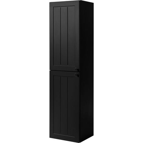 Mobiletto da bagno in stile classico, nero, 35 x 136 x 27 cm, maniglia nera (1/5)