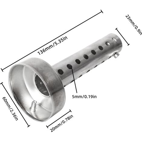 Zone Marmitta di scarico per moto 60mm Silenziatore universale regolabile rimovibile per moto DB Killer XSQ-03 (argento) (1/4)