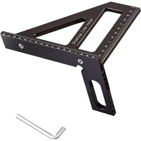 Rapporteur multi-angles en aluminium de haute précision pour charpentiers, ingénieurs et menuisiers. Outil de mesure précis. (1/4)