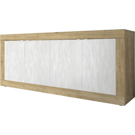 Buffet 4 puertas colección ACCESS. Color blanco y roble claro (1/5)