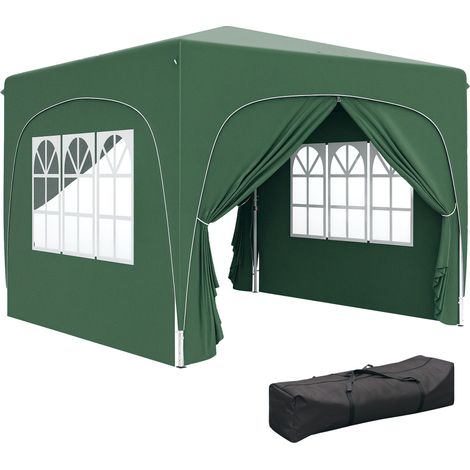 3 x 3m Pop-Up Gazebo Shelter, with Accessories - Dark Green (1/5)