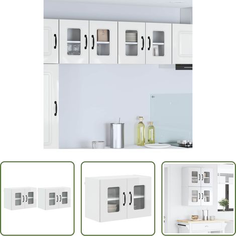 vidaXL Küchenwandschrank - Küchenschrank Kalmar 2 pcs Hochglanz Weiß 60 x 31 x 40 cm (1/5)