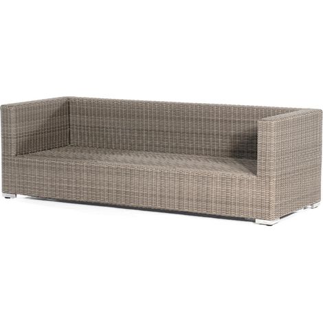 Lounge-3-Sitzer Sofa Residence PE-Kunsts toffgeflecht stone-grey Aluminium-Gestel