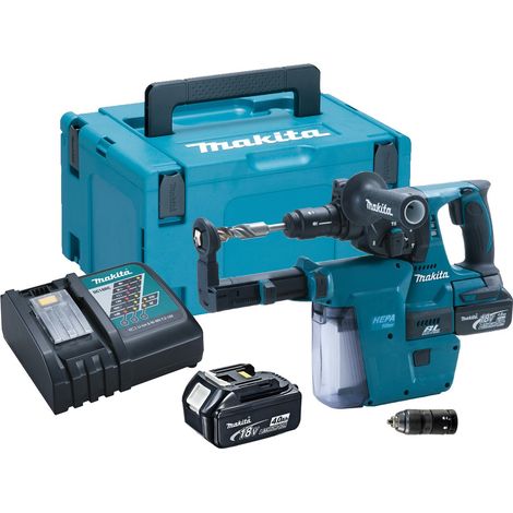 Makita DHR243RMJ 18v LXT Brushless Rotary Hammer Drill + Chuck + DX01 Extractor (1/3)