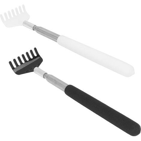 2Pcs Grattoir de Dos Portable en Acier Inoxydable, Outil de Massage et Grattage Télescopique (1/5)