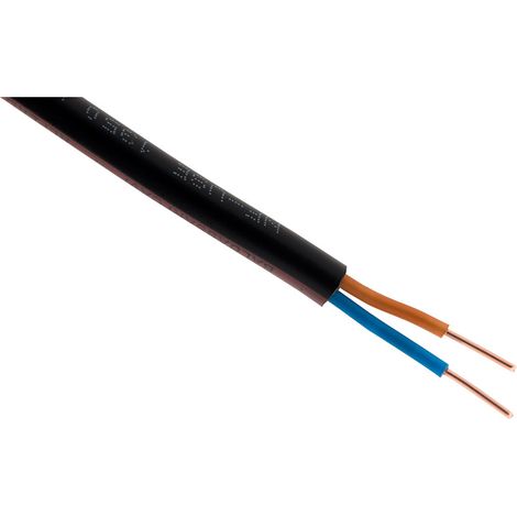 Zenitech – Câble d'alimentation électrique U-1000 R2V 2x1,5mm² noir 100m – Construction rigide pour tirage facile – Distribution sécurisée électricité