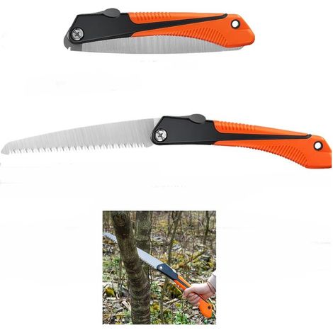 Scie à Elaguer, Scie Pliante à Main, Scie bois, Scie Pliante pour Emondage, Jardinage, Couper Bois, Tuyaux, PVC, Métal Non-ferreux, Usage de Camping (1/5)