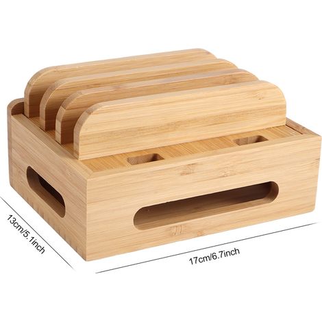 Support de rangement pour téléphone portable en bambou pour bureau à domicile, station de charge et organisateur de rangement (1/5)