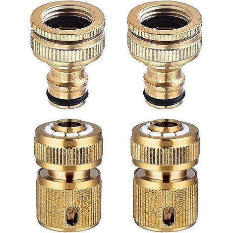 Lot de 4 raccords pour tuyau d'arrosage (1/2 pouce et 3/4 pouce) - Cadeau 2 en 1 (1/5)