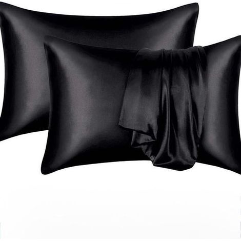 Lot de 2 taies d'oreiller - microfibre brossée douce et facile d'entretien - infroissable et résistante aux couleurs - 51 x 76 cm - Gris foncé (1/5)