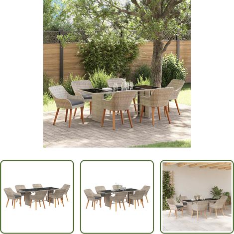 vidaXL Conjunto de Comedor de Jardín 7 uds. Gris Claro ratán sintético (1/5)