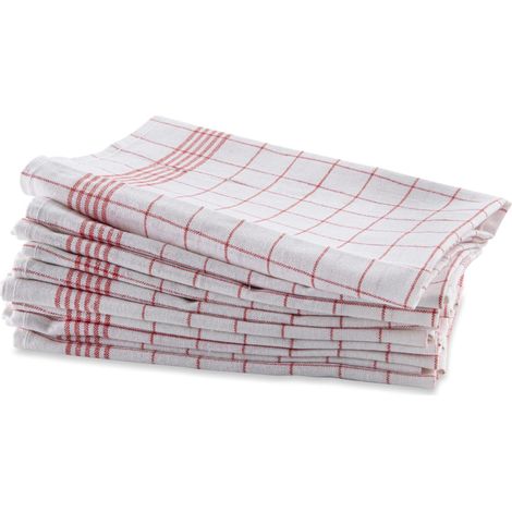torchons de cuisine à carreaux rouges chiffons en sets table portables adaptés aux restaurants et salles bain 45 x 62 cm Lot de 6 Coton (1/5)