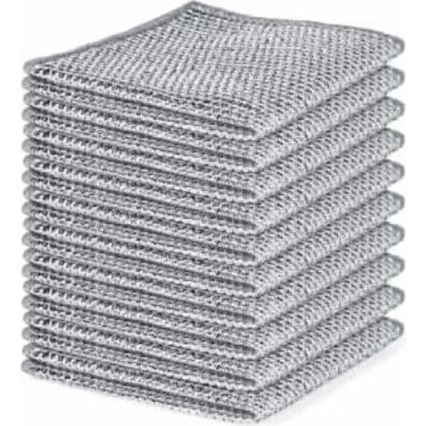 Lot de 10 torchons double couche en fil argenté Écologiques et réutilisables. idéaux pour surfaces délicates. nettoyage efficace sans rayures. taille parfaite pour un usage quotidien en (1/5)