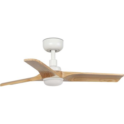 Faro Heywood Ventilateur de plafond LED Heywood 90 cm, blanc mat, pales en pin, température de couleur constante