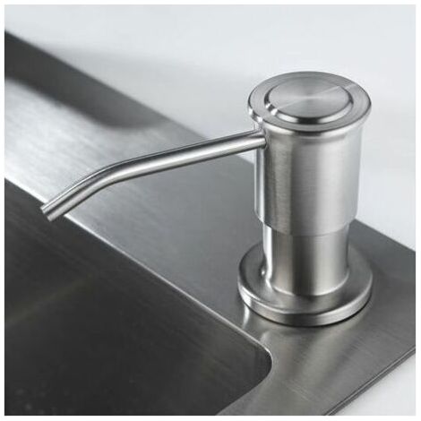 Alovez - Distributeur de Savon Encastrable, Distributeur Savon Evier Cuisine Acier Inoxydable, Distributeur Savon Integre avec Bouteille 500ML et Ensemble de rallonge de 1,0 m, Recharge du Haut (1/5)