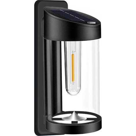 Lot de 1 lampe solaire d'extérieur pour jardin, applique murale solaire LED rétro étanche, dimensions : 10 x 7 x 21 cm (1/4)