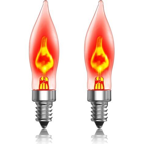 Set mit 2 E10-Glühbirnen, blinkender Flammeneffekt, warmweißes Licht, Weihnachtsdekoration (1/5)