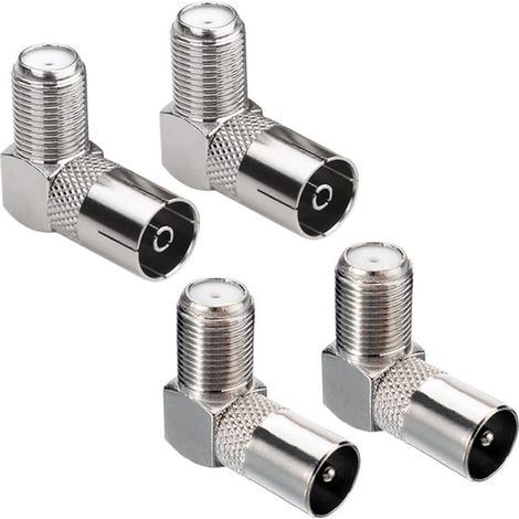 4 Pièces Connecteurs femelle/femelle de Type F à 90 degrés, adaptateurs coaxiaux RF pour antenne Satellite à Angle droit (1/5)