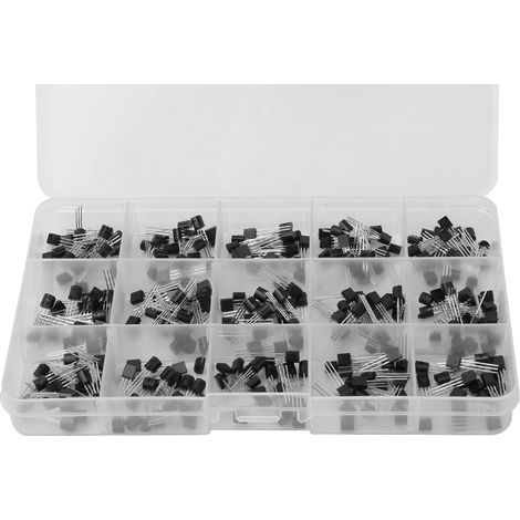300 Stück/Box im TO-92-Gehäuse, 15 gängige Transistor-Kits, je 20 Stück von jedem Typ, 15 Fächer, darunter S9012, S9013, S9014, S8050, S8550, 2N3904 und 2N3906 B. (1/5)