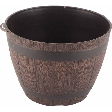 Blumentopf aus PP-Harz mit Holzoptik, Pflanzfass (1/5)