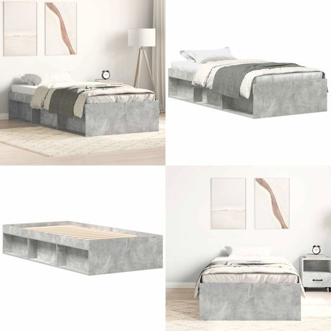 Bettgestell Betongrau 75x190 cm - Beton Grau - Holzrahmen - Massivholzbette - Lattenrost - Einzelbett - Home & Living (1/5)