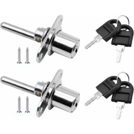 2 Pièces Serrure à Tiroir avec Clé pour Meubles Serrure à Piston pour Classeurs Armoire Vitrine, Diamètre 16 mm, Longueur 61 mm (Argent) (1/4)