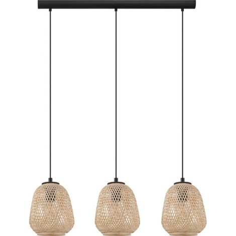 Eglo Iluminación Lámpara colgante Dembleby natural 3 luces de madera