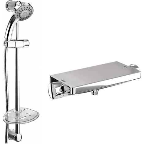 Britton Hoxton Shower Valve Mixer Thermostatic Chrome with Hydros Slide Rail Kit