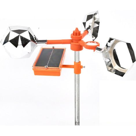 Répulsif anti-oiseaux à énergie éolienne Orange Dispositif réfléchissant pour jardin, terrasse, toit et bateau, répulsif visuel résistant aux intempéries avec roulements silencieux (sans base) (1/5)