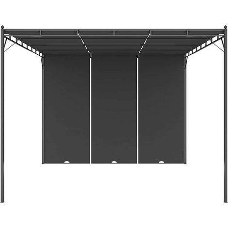 Tonnelle Barnum de Jardin, Pavillon, Pergola, Tente de jardin, avec rideau latéral 4x3x2,25 m Anthracite OIB2506E (1/5)
