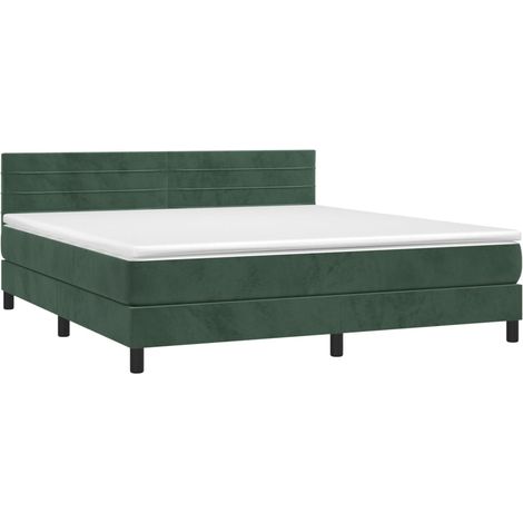 Sommier à lattes de lit avec matelas LED Vert foncé 160x200 (1/5)