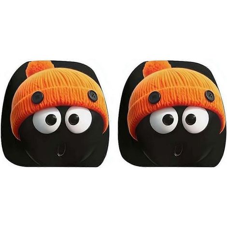 Lot de 2 housses d'appuie-tête voiture motif portrait mystère universel décoration auto Halloween Noël Thanksgiving noires (1/5)