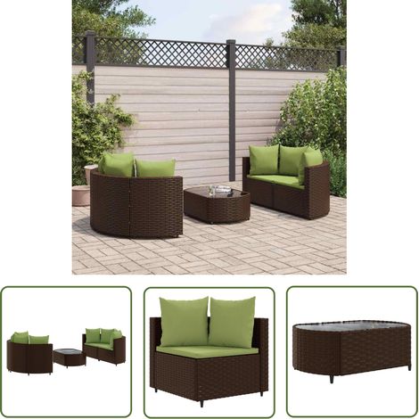 The Living Store 5-tlg. Garten-Sofagarnitur mit Kissen Braun Poly Rattan - Gartenmöbel - Lounge Set - Esszimmergarnitur - Rattan Möbel - Gartenlounge (1/5)