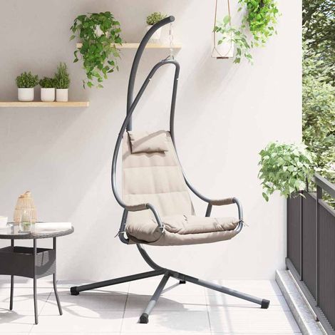 Silla huevo colgante Manual Taupé 94 x 107 x 196.5 cm Acero vidaXL (1/5)