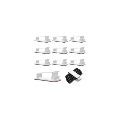 10 clips de gestion de câbles auto-adhésifs, clips durables pour TV, PC, ordinateur portable, câbles Ethernet, bureau à domicile (blanc) (1/5)