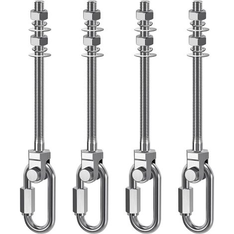 4pcs Crochet de Hamac, M10 x 180mm Accroche de Balançoire Fixation Fauteuil Suspendu Pivot Ensemble Support Fixation Plafond/Poutre pour Corde Yoga/Cerceau Aérien/Sac Frappe/Sac Sable,1500lbs (1/5)