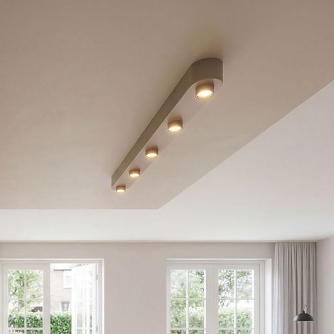 Plafonnier linéaire 5 lampes 135x8x9 cm en métal beige - KITGEN (1/3)